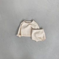 Load image into Gallery viewer, 2 Pieces Set Baby Unisex Solid Color Muslin&amp;Ribbed Sweaters And Shorts Wholesale 220920300
