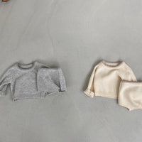 Load image into Gallery viewer, 2 Pieces Set Baby Unisex Solid Color Muslin&amp;Ribbed Sweaters And Shorts Wholesale 220920300
