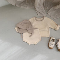 Load image into Gallery viewer, 2 Pieces Set Baby Unisex Solid Color Muslin&amp;Ribbed Sweaters And Shorts Wholesale 220920300
