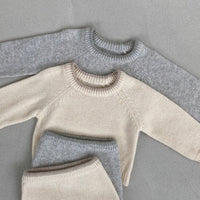 Load image into Gallery viewer, 2 Pieces Set Baby Unisex Solid Color Muslin&amp;Ribbed Sweaters And Shorts Wholesale 220920300
