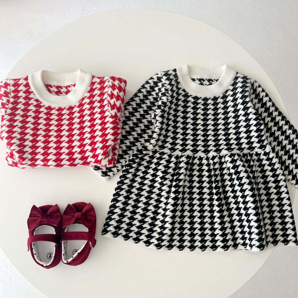 Baby Kid Girls Houndstooth Dresses Wholesale 220920306