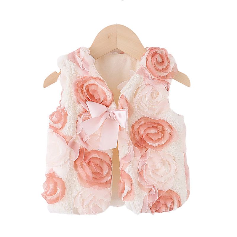 Baby Girls Flower Bow Vests Waistcoats Wholesale 220920311