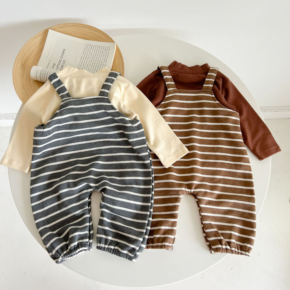 Baby Unisex Solid Color Tops And Striped Jumpsuits Wholesale 220920313