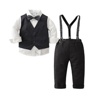 Load image into Gallery viewer, 3 Pieces Set Baby Kid Boys Birthday Party Solid Color Vests Waistcoats And Bow Shirts And Jumpsuits Wholesale 220920340
