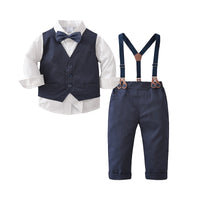 Load image into Gallery viewer, 3 Pieces Set Baby Kid Boys Birthday Party Solid Color Vests Waistcoats And Bow Shirts And Jumpsuits Wholesale 220920344
