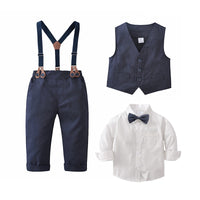 Load image into Gallery viewer, 3 Pieces Set Baby Kid Boys Birthday Party Solid Color Vests Waistcoats And Bow Shirts And Jumpsuits Wholesale 220920344
