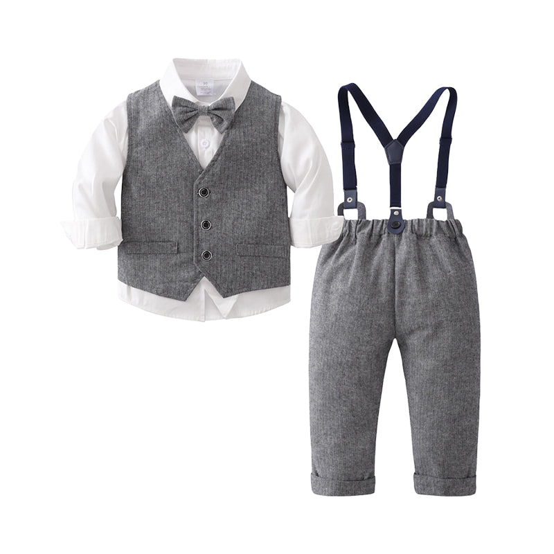 3 Pieces Set Baby Kid Boys Birthday Party Solid Color Bow Shirts Vests Waistcoats And Pants Wholesale 220920376