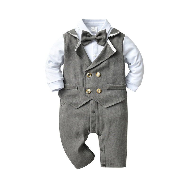 Baby Boys Color-blocking Bow Birthday Party Jumpsuits Wholesale 220920377