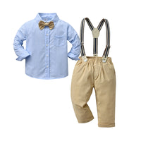 Load image into Gallery viewer, 2 Pieces Set Baby Kid Boys Party Birthday Solid Color Bow Shirts And Jumpsuits Wholesale 220920389
