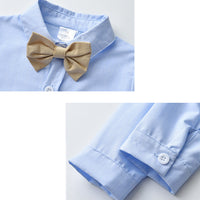Load image into Gallery viewer, 2 Pieces Set Baby Kid Boys Party Birthday Solid Color Bow Shirts And Jumpsuits Wholesale 220920389
