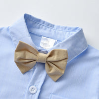 Load image into Gallery viewer, 2 Pieces Set Baby Kid Boys Party Birthday Solid Color Bow Shirts And Jumpsuits Wholesale 220920389
