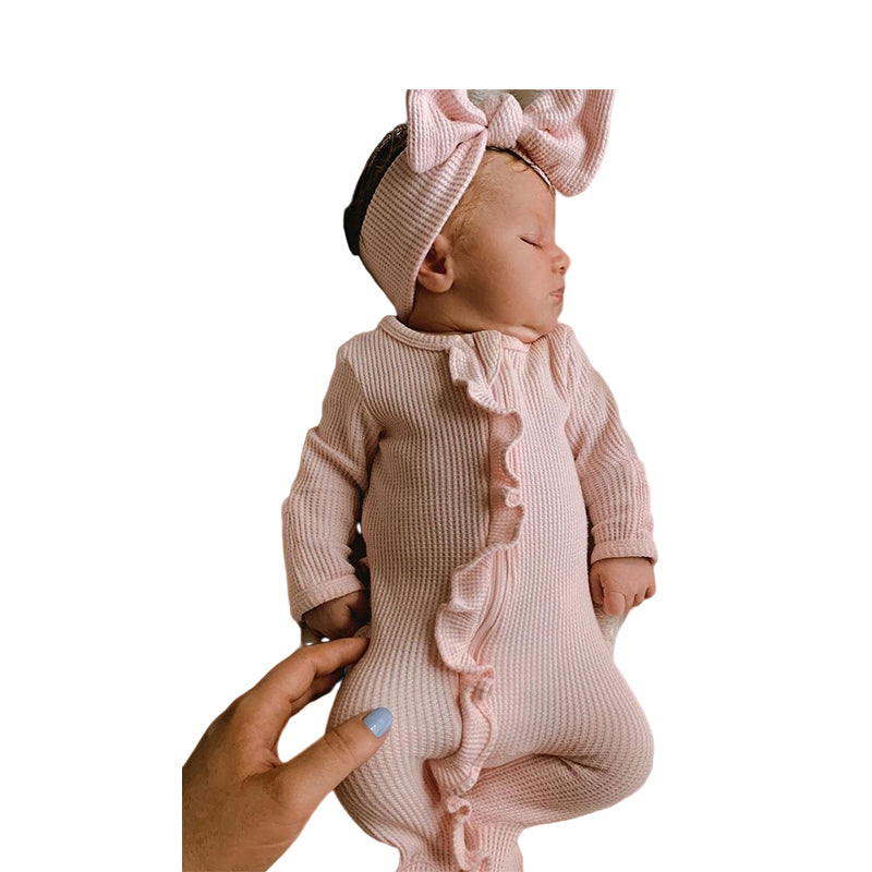 Baby Girls Solid Color Checked Jumpsuits Wholesale 22092040