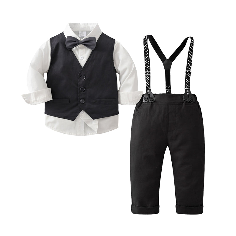 3 Pieces Set Baby Kid Boys Birthday Party Solid Color Bow Shirts Vests Waistcoats And Polka dots Jumpsuits Wholesale 220920409