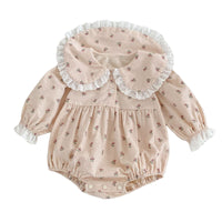 Load image into Gallery viewer, Baby Girls Color-blocking Lace Print Rompers Wholesale 220920410
