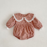 Load image into Gallery viewer, Baby Girls Color-blocking Lace Print Rompers Wholesale 220920410

