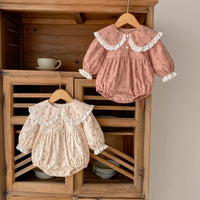 Load image into Gallery viewer, Baby Girls Color-blocking Lace Print Rompers Wholesale 220920410
