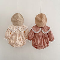 Load image into Gallery viewer, Baby Girls Color-blocking Lace Print Rompers Wholesale 220920410
