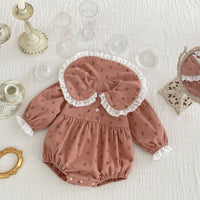 Load image into Gallery viewer, Baby Girls Color-blocking Lace Print Rompers Wholesale 220920410
