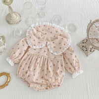 Load image into Gallery viewer, Baby Girls Color-blocking Lace Print Rompers Wholesale 220920410
