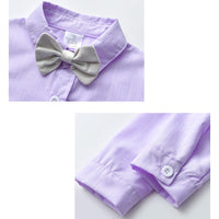 Load image into Gallery viewer, 2 Pieces Set Baby Kid Boys Birthday Party Color-blocking Bow Rompers And Solid Color Jumpsuits Wholesale 220920415
