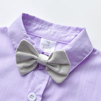 Load image into Gallery viewer, 2 Pieces Set Baby Kid Boys Birthday Party Color-blocking Bow Rompers And Solid Color Jumpsuits Wholesale 220920415
