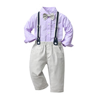 Load image into Gallery viewer, 2 Pieces Set Baby Kid Boys Birthday Party Color-blocking Bow Rompers And Solid Color Jumpsuits Wholesale 220920415
