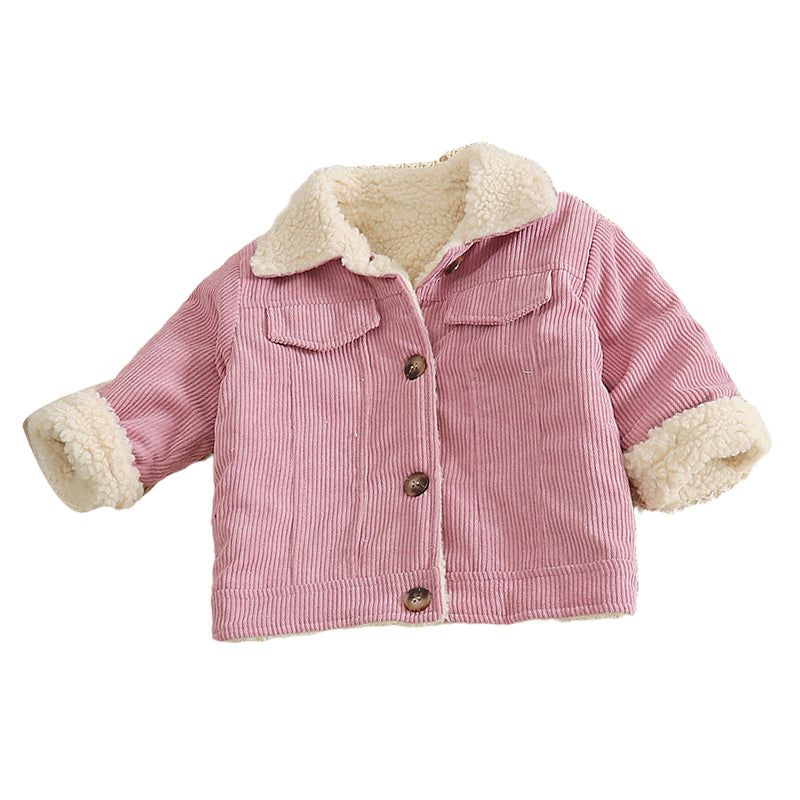 Baby Kid Girls Solid Color Muslin&Ribbed Jackets Outwears Wholesale 220920426