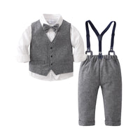 Load image into Gallery viewer, 3 Pieces Set Baby Kid Boys Dressy Birthday Party Solid Color Bow Shirts Vests Waistcoats And Jumpsuits Wholesale 220920437
