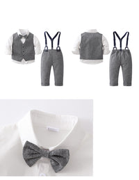 Load image into Gallery viewer, 3 Pieces Set Baby Kid Boys Dressy Birthday Party Solid Color Bow Shirts Vests Waistcoats And Jumpsuits Wholesale 220920437
