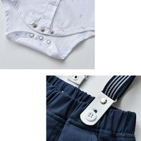 Load image into Gallery viewer, 2 Pieces Set Baby Kid Boys Dressy Birthday Party Bow Print Rompers And Solid Color Jumpsuits Wholesale 220920440
