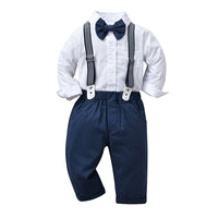 Load image into Gallery viewer, 2 Pieces Set Baby Kid Boys Dressy Birthday Party Bow Print Rompers And Solid Color Jumpsuits Wholesale 220920440
