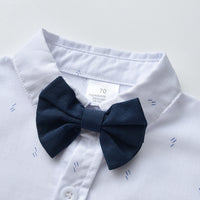 Load image into Gallery viewer, 2 Pieces Set Baby Kid Boys Dressy Birthday Party Bow Print Rompers And Solid Color Jumpsuits Wholesale 220920440
