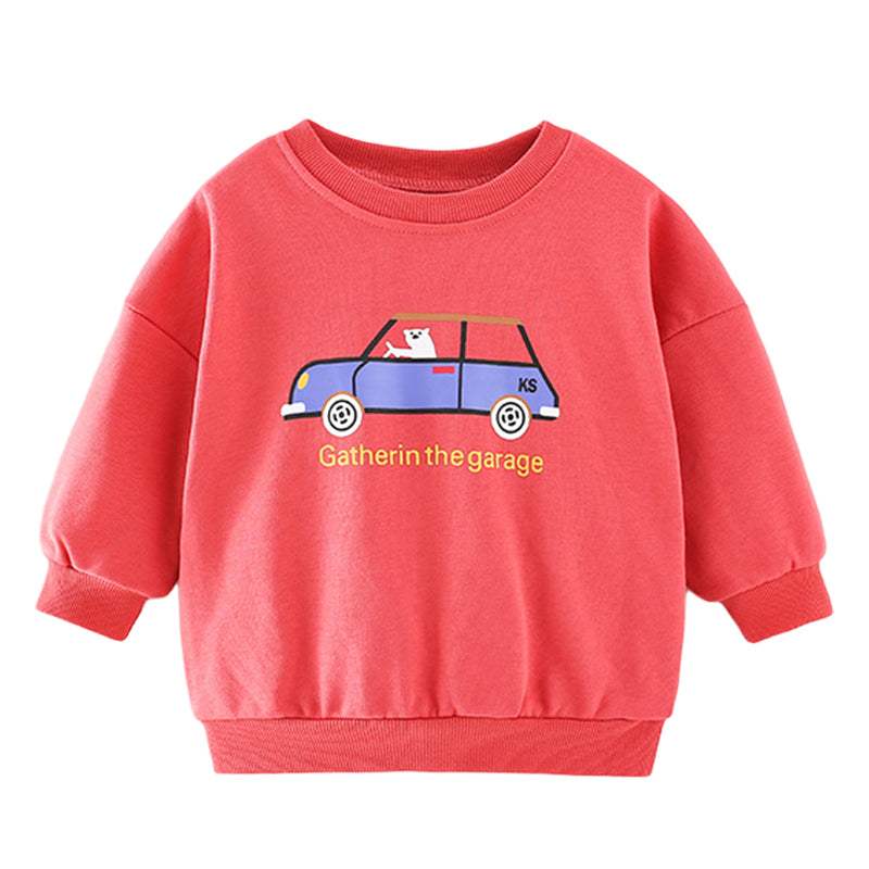 Baby Kid Boys Car Cartoon Print Hoodies Swearshirts Wholesale 220920450