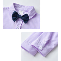 Load image into Gallery viewer, 2 Pieces Set Baby Kid Boys Birthday Party Bow Shirts And Color-blocking Jumpsuits Wholesale 220920460
