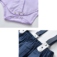 Load image into Gallery viewer, 2 Pieces Set Baby Kid Boys Birthday Party Bow Shirts And Color-blocking Jumpsuits Wholesale 220920460
