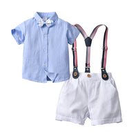 Load image into Gallery viewer, 2 Pieces Set Baby Kid Boys Birthday Party Solid Color Bow Shirts And Rompers Wholesale 22092057
