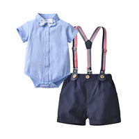Load image into Gallery viewer, 2 Pieces Set Baby Kid Boys Birthday Party Solid Color Bow Shirts And Rompers Wholesale 22092057

