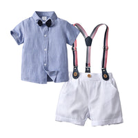 Load image into Gallery viewer, 2 Pieces Set Baby Kid Boys Birthday Party Solid Color Bow Shirts And Rompers Wholesale 22092057
