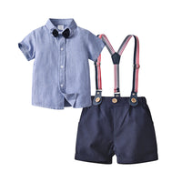 Load image into Gallery viewer, 2 Pieces Set Baby Kid Boys Birthday Party Solid Color Bow Shirts And Rompers Wholesale 22092057
