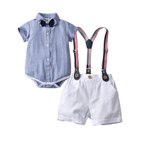 Load image into Gallery viewer, 2 Pieces Set Baby Kid Boys Birthday Party Solid Color Bow Shirts And Rompers Wholesale 22092057
