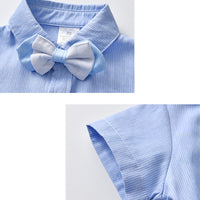 Load image into Gallery viewer, 2 Pieces Set Baby Kid Boys Birthday Party Solid Color Bow Shirts And Rompers Wholesale 22092057
