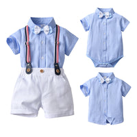 Load image into Gallery viewer, 2 Pieces Set Baby Kid Boys Birthday Party Solid Color Bow Shirts And Rompers Wholesale 22092057
