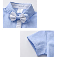Load image into Gallery viewer, 2 Pieces Set Baby Kid Boys Birthday Party Striped Bow Shirts And Solid Color Shorts Wholesale 22092059
