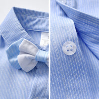 Load image into Gallery viewer, 2 Pieces Set Baby Kid Boys Birthday Party Striped Bow Shirts And Solid Color Shorts Wholesale 22092059
