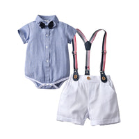 Load image into Gallery viewer, 2 Pieces Set Baby Kid Boys Birthday Party Solid Color Bow Shirts And Rompers Wholesale 22092086
