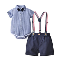 Load image into Gallery viewer, 2 Pieces Set Baby Kid Boys Birthday Party Solid Color Bow Shirts And Rompers Wholesale 22092086
