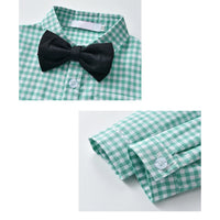 Load image into Gallery viewer, 2 Pieces Set Baby Boys Birthday Party Checked Bow Shirts And Solid Color Jumpsuits Wholesale 22092098
