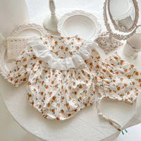 Load image into Gallery viewer, Baby Girls Flower Lace Print Rompers Wholesale 22092099
