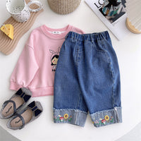 Load image into Gallery viewer, Baby Kid Girls Flower Embroidered Jeans Wholesale 220922101
