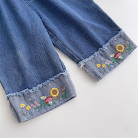 Load image into Gallery viewer, Baby Kid Girls Flower Embroidered Jeans Wholesale 220922101
